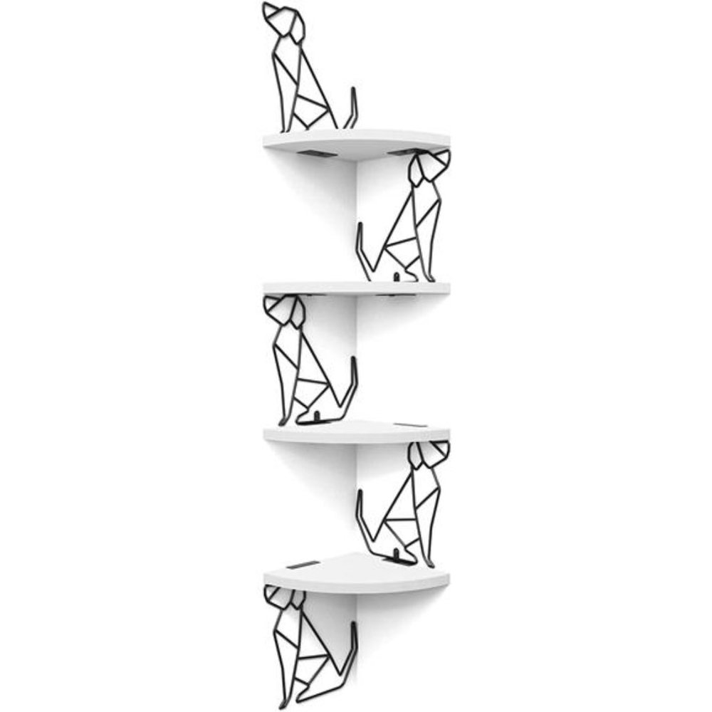 White Corner Shelf Wall Mount, 4 Tier Floating Shelves for Wall Storage